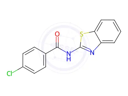 Chemical structure of N-(1,3-benzothiazol-2-yl)-4-chlorobenzamide