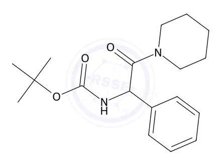 Chemical structure of Carbamic acid, N-[2-oxo-1-phenyl-2-(1-piperidinyl)ethyl]-, 1,1-dimethylethyl ester