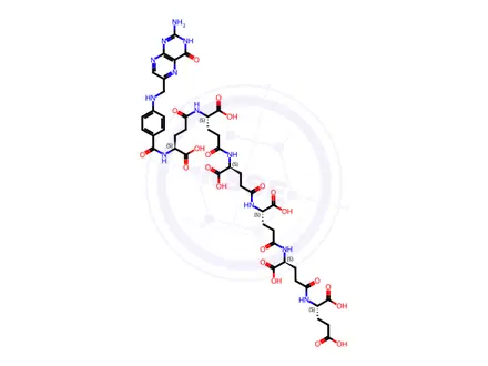 Chemical structure of (2S,7R,11S)-2,11-diamino-6-[(4S)-4-amino-4-carboxy-butanoyl]-7-[[(4S)-4-amino-4-carboxy-butanoyl]-[4-[(2-amino-4-oxo-1H-pteridin-6-yl)methylamino]benzoyl]amino]-7-[(4S)-4-amino-4-carboxy-butanoyl]oxycarbonyl-6-(carboxymethyl)-5,8-dioxo-dodecanedioic acid