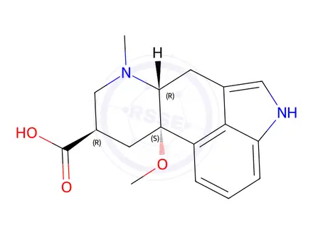 Chemical structure of (6AR,9R,10aS)-10a-methoxy-7-methyl-4,6,6a,7,8,9,10,10a-octahydroindolo[4,3-fg]quinoline-9-carboxylic acid