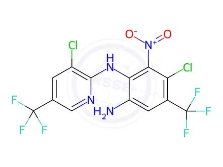 Chemical structure of 1,2-Benzenediamine, 4-chloro-N2-[3-chloro-5-(trifluoromethyl)-2-pyridinyl]-3-nitro-5-(trifluoromethyl)-