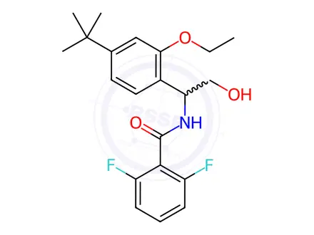 Chemical structure of Benzamide,N-(1-(4-(1,1-dimethylethyl)-2-ethoxyphenyl)-2-hydroxyethyl)-2,6-difluoro-