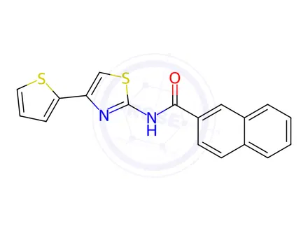 Chemical structure of N-(4-(Thiophen-2-yl)thiazol-2-yl)-2-naphthamide