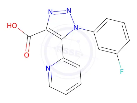 Chemical structure of 1-(3-fluorophenyl)-5-pyridin-2-yl-1H-1,2,3-triazole-4-carboxylic acid