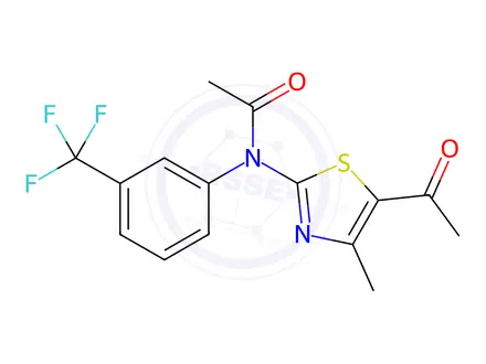 Chemical structure of N-(5-Acetyl-4-methyl-1,3-thiazol-2-yl)-N-[3-(trifluoromethyl)phenyl]acetamide