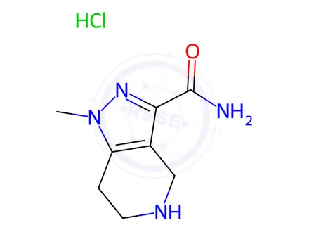 Chemical structure of 1-methyl-4,5,6,7-tetrahydro-1H-pyrazolo[4,3-c]pyridine-3-carboxamide hydrochloride