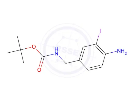 Chemical structure of tert-Butyl (4-amino-3-iodobenzyl)carbamate