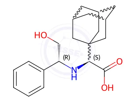 Chemical structure of (S)-2-(Adamantan-1-yl)-2-(((R)-2-hydroxy-1-phenylethyl)amino)acetic Acid