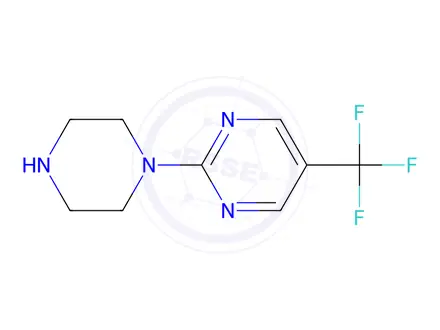 Chemical structure of Pyrimidine, 2-(1-piperazinyl)-5-(trifluoromethyl)-, hydrochloride (1:1)