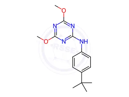 Chemical structure of N-(4-(tert-butyl)phenyl)-4,6-dimethoxy-1,3,5-triazin-2-amine