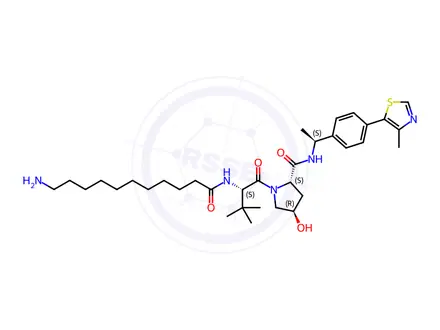 Chemical structure of (2S,4R)-1-((S)-2-(11-Aminoundecanamido)-3,3-dimethylbutanoyl)-4-hydroxy-N-((S)-1-(4-(4-methylthiazol-5-yl)phenyl)ethyl)pyrrolidine-2-carboxamide