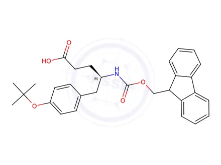Chemical structure of (R)-4-((((9H-fluoren-9-yl)methoxy)carbonyl)amino)-5-(4-(tert-butoxy)phenyl)pentanoic acid