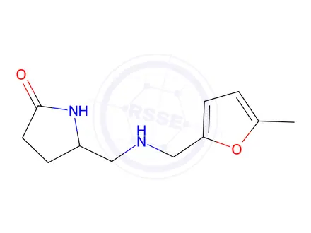 Chemical structure of 5-((((5-Methylfuran-2-yl)methyl)amino)methyl)pyrrolidin-2-one