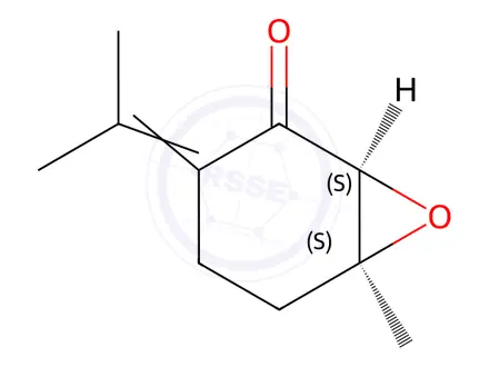 Chemical structure of [1S,6S,(+)]-6-Methyl-3-(1-methylethylidene)-7-oxabicyclo[4.1.0]heptane-2-one