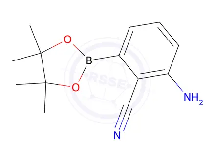 Chemical structure of 2-Amino-6-(4,4,5,5-tetramethyl-1,3,2-dioxaborolan-2-yl)benzonitrile