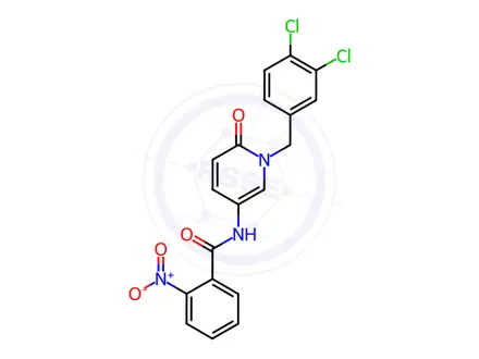 Chemical structure of N-(1-(3,4-dichlorobenzyl)-6-oxo-1,6-dihydropyridin-3-yl)-2-nitrobenzamide