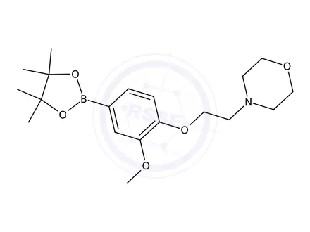 Chemical structure of 4-(2-(2-Methoxy-4-(4,4,5,5-tetramethyl-1,3,2-dioxaborolan-2-yl)phenoxy)ethyl)morpholine