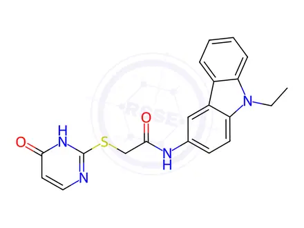 Chemical structure of Acetamide, 2-[(1,6-dihydro-6-oxo-2-pyrimidinyl)thio]-N-(9-ethyl-9H-carbazol-3-yl)-