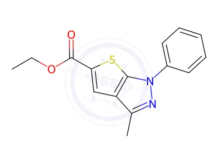 Chemical structure of Ethyl 3-methyl-1-phenyl-1H-thieno[2,3-c]pyrazole-5-carboxylate