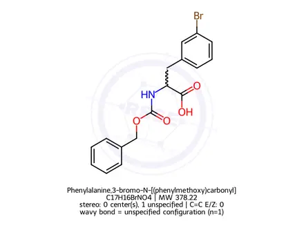 Chemical structure of Phenylalanine,3-bromo-N-[(phenylmethoxy)carbonyl]-