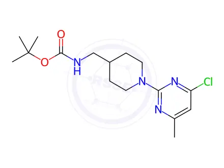Chemical structure of tert-Butyl ((1-(4-chloro-6-methylpyrimidin-2-yl)piperidin-4-yl)methyl)carbamate