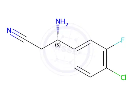 Chemical structure of (3S)-3-AMINO-3-(4-CHLORO-3-FLUOROPHENYL)PROPANENITRILE