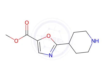 Chemical structure of 5-Oxazolecarboxylic acid, 2-(4-piperidinyl)-, methyl ester