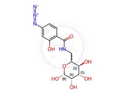Chemical structure of N-(4-Azidosalicyl)-6-amido-6-deoxy-glucopyranose