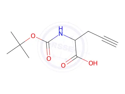 Chemical structure of 2-((tert-Butoxycarbonyl)amino)pent-4-ynoic acid