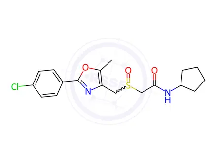 Chemical structure of Acetamide, 2-[[[2-(4-chlorophenyl)-5-methyl-4-oxazolyl]methyl]sulfinyl]-N-cyclopentyl-