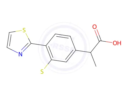 Chemical structure of α-Methyl-3-(methylthio)-4-(2-thiazolyl)benzeneacetic acid