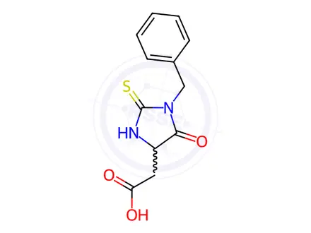 Chemical structure of (1-Benzyl-5-oxo-2-thioxo-imidazolidin-4-yl)-acetic acid