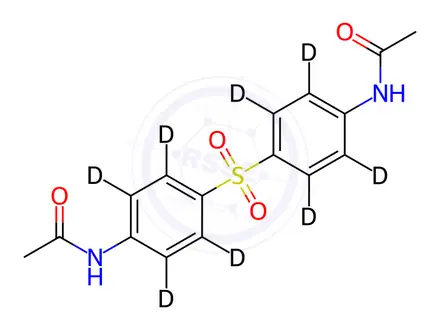 Chemical structure of 4,4'-Di-N-acetylamino-diphenylsulfone-d8