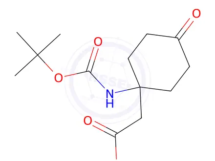 Chemical structure of 2-(1-((Tert-butoxycarbonyl)amino)-4-oxocyclohexyl)acetic acid