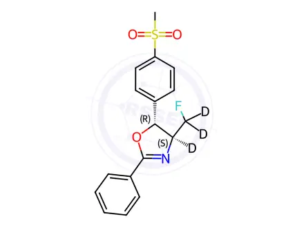 Chemical structure of (4S,5R)-4-(Fluoromethyl)-4,5-dihydro-5-[4-(methylsulfonyl)phenyl]-2-phenyloxazole-d3