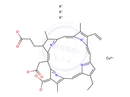 Chemical structure of CHLOROPHYLLINCOPPERCOMPLEXPOTASSIUMSALT