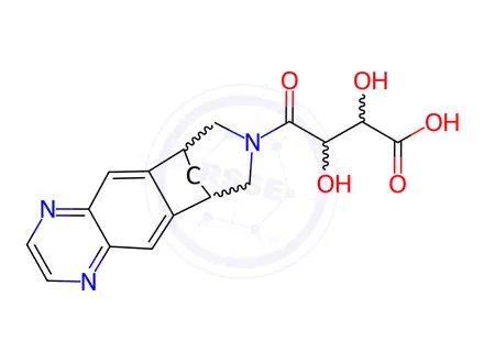 Chemical structure of 2,3-Dihydroxy-4-oxo-4-(6,7,9,10-tetrahydro-8H-6,10-methanoazepino[4,5-g]quinoxalin-8-yl)butanoic acid