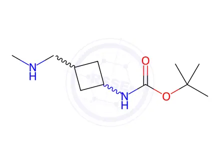 Chemical structure of Carbamic acid, N-[3-[(methylamino)methyl]cyclobutyl]-, 1,1-dimethylethyl ester