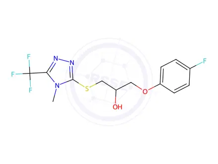 Chemical structure of 1-(4-Fluorophenoxy)-3-((4-methyl-5-(trifluoromethyl)-4H-1,2,4-triazol-3-yl)thio)propan-2-ol