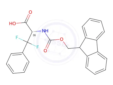 Chemical structure of (S)-2-((((9H-fluoren-9-yl)methoxy)carbonyl)amino)-3,3-difluoro-3-phenylpropanoic acid