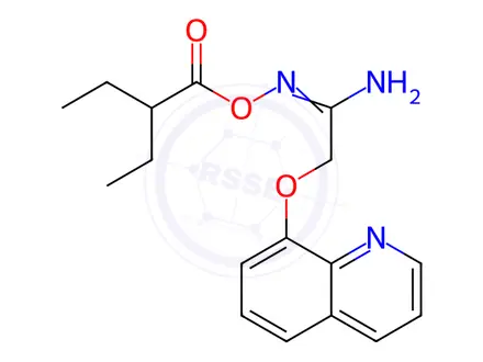 Chemical structure of N-((2-Ethylbutanoyl)oxy)-2-(quinolin-8-yloxy)acetimidamide