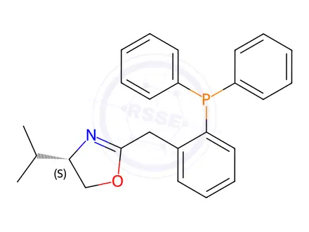 Chemical structure of Oxazole, 2-[[2-(diphenylphosphino)phenyl]methyl]-4,5-dihydro-4-(1-methylethyl)-, (4S)-