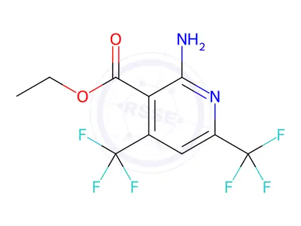 Chemical structure of ethyl 2-amino-4,6-bis(trifluoromethyl)nicotinate