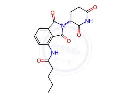 Chemical structure of N-[2-(2,6-dioxo-3-piperidyl)-1,3-dioxo-isoindolin-4-yl]pentanamide