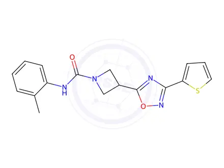 Chemical structure of 3-(3-(Thiophen-2-yl)-1,2,4-oxadiazol-5-yl)-N-(o-tolyl)azetidine-1-carboxamide