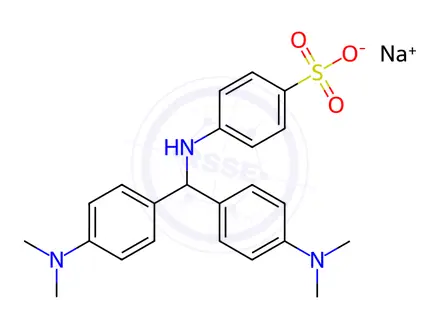Chemical structure of sodium p-[[bis[p-(dimethylamino)phenyl]methyl]amino]benzenesulphonate
