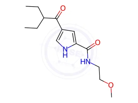 Chemical structure of 4-(2-Ethylbutanoyl)-N-(2-methoxyethyl)-1H-pyrrole-2-carboxamide