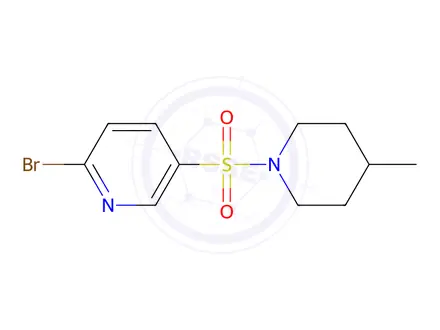 Chemical structure of 2-Bromo-5-((4-methylpiperidin-1-yl)sulfonyl)pyridine