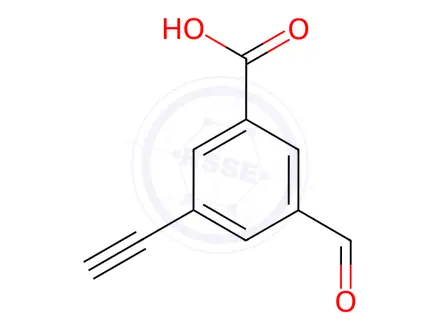 Chemical structure of 3-ethynyl-5-formylbenzoic acid