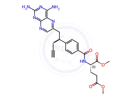 Chemical structure of Dimethyl (4-(1-(2,4-diaminopteridin-6-yl)pent-4-yn-2-yl)benzoyl)-L-glutamate